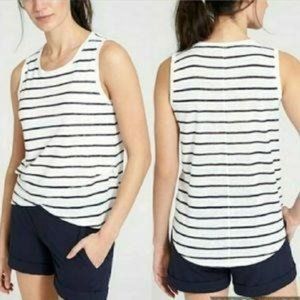 Athleta Striped Linen Criss Cross Tank Top S